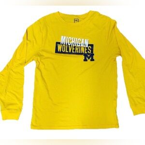 NWT U Of M Michigan Wolverines Long Sleeve T-shirt Youth XL 16/18 Yellow Tee